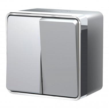 Выключатель двухклавишный влагозащищенный Gallant серебряный W5020206 &mdash; Multielectrika