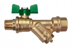 Кран шаровой для воды Bugatti с фильтром Eco Valve Rp1" x R3/4" DN20 PN20 743G 07436G25 &mdash; Multielectrika