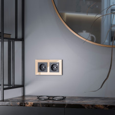 Рамка из стекла на 2 поста Favorit шампань W0021111 &mdash; Multielectrika