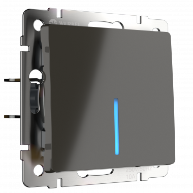 Выключатель одноклавишный  с подсветкой (серо-коричневый) W1110107 — Multielectrika