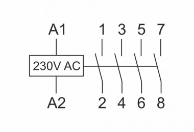 Контактор модульный (Ампер-63 / Волт-230 АС / Контакт-4NO) ST63-40 — Multielectrika