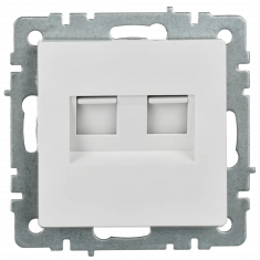 Розетка компьютерная двойная кат.5E RJ45 IEK Brite РК10-2-БрБ белая &mdash; Multielectrika