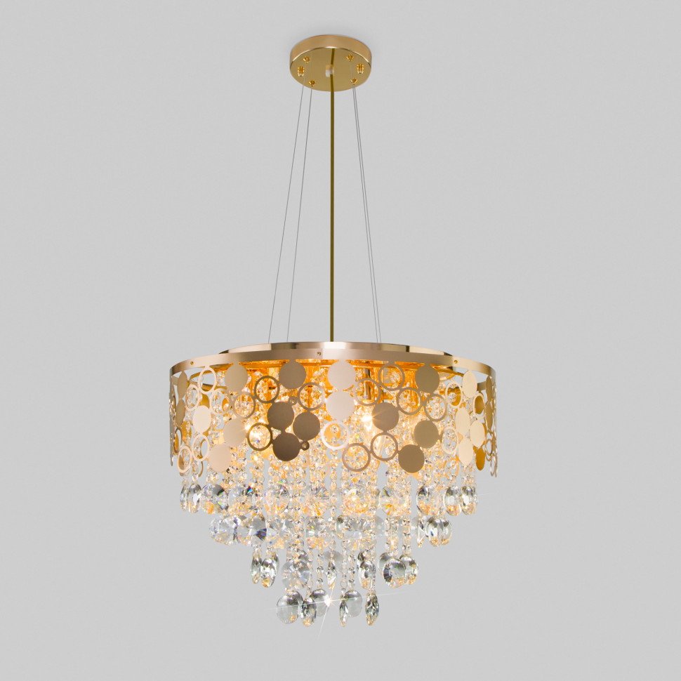 Умный подвесной светильник с хрусталем 10123/8 золото/прозрачный хрусталь Strotskis Smart (10114/8) фото 1 — Multielectrika