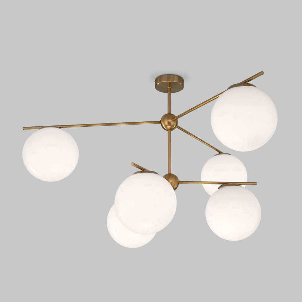 Умный потолочный светильник со стеклянными плафонами 60147/6 латунь фото 1 &mdash; Multielectrika