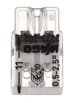 Клемма на 2 провода Wago 2273-202 0,5-2,5 кв. мм самозажимная без пасты (100 шт.) &mdash; Multielectrika