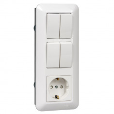 Розеточный блок Systeme Electric Blanca розетка + 2 двухклавишных выключателя, белый 16А (блистер, ПРИМА) &mdash; Multielectrika