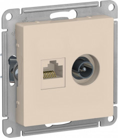 Розетка TV+RJ-45 Schneider Electric Atlas Design бежевая &mdash; Multielectrika