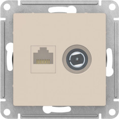 Розетка TV+RJ-45 Schneider Electric Atlas Design бежевая &mdash; Multielectrika