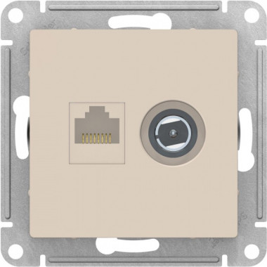 Розетка TV+RJ-45 Schneider Electric Atlas Design бежевая — Multielectrika