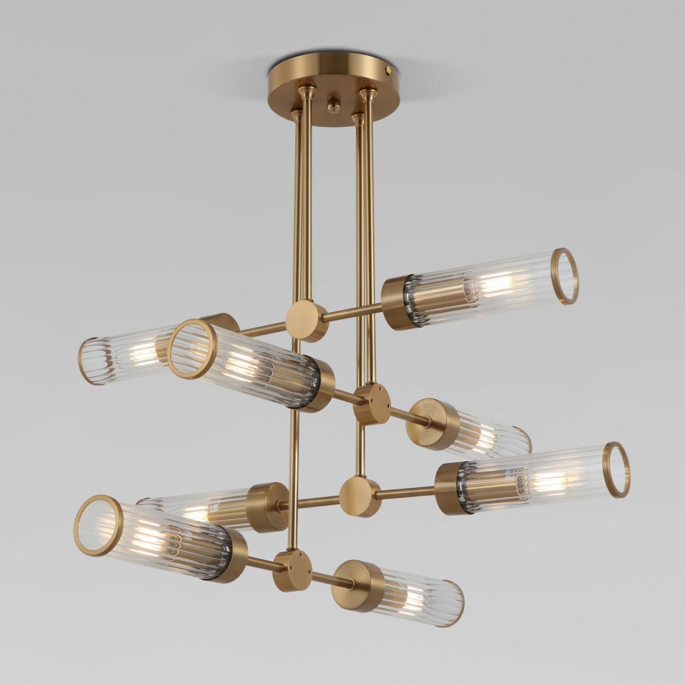 Умный потолочный светильник со стеклянными плафонами 60166/8 латунь фото 1 &mdash; Multielectrika