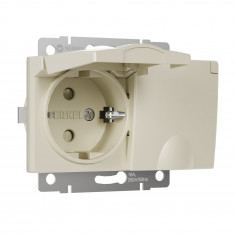 Розетка двойная влагозащ. с зазем. с защит. крышками и шторками (слоновая кость) W1172203 &mdash; Multielectrika