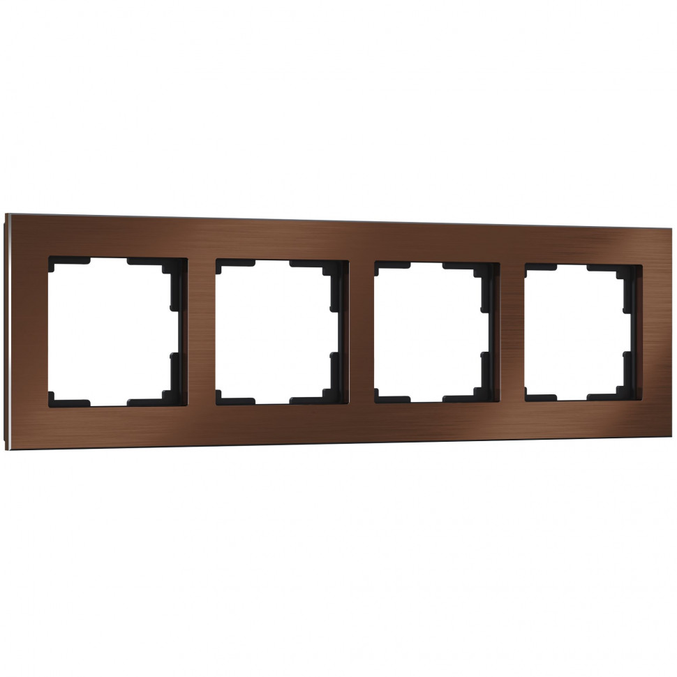 Рамка на 4 поста (коричневый алюминий) W0041714 фото 1 — Multielectrika
