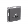 Зарядное устройство USB+Type C Systeme Electric AtlasDesign 5В/2,4 А, 2х5В/1,2 А, базальт
