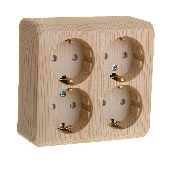 Розетка 4К+З со шторками 16А 250B Сосна Schneider Electric Этюд PA16-208D фото 1 — Multielectrika