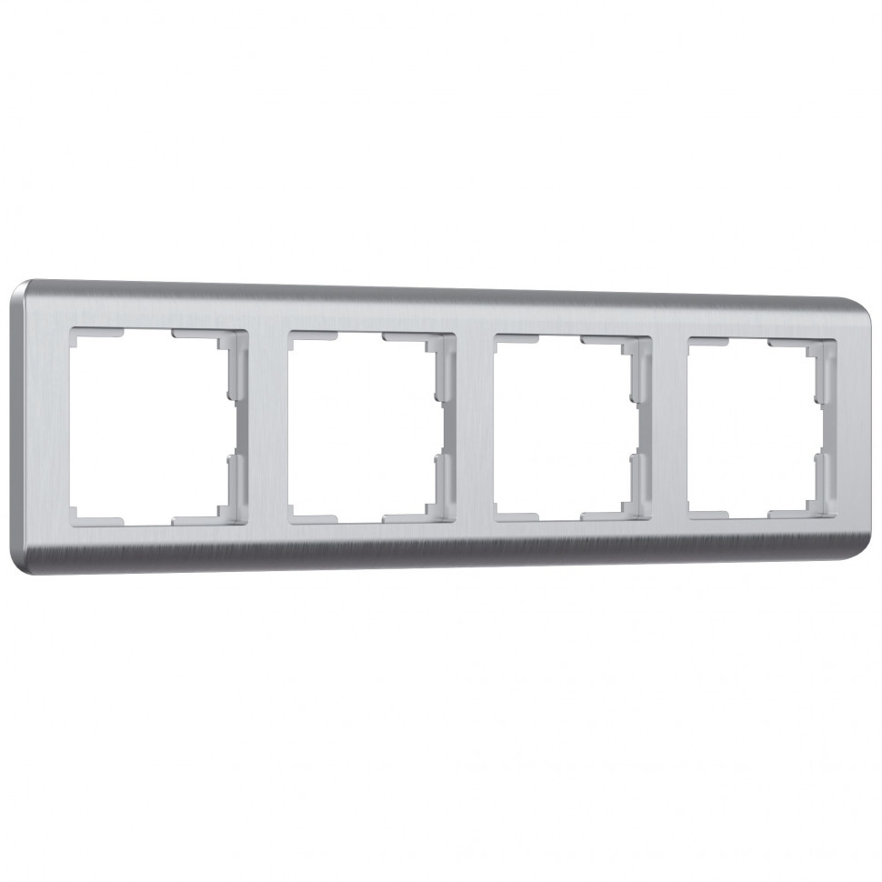 Рамка из поликарбоната на 4 поста Stream серебряный W0042106 фото 1 — Multielectrika