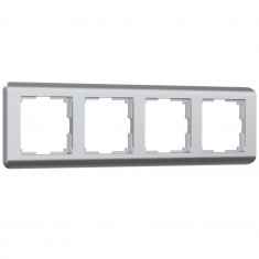 Рамка из поликарбоната на 4 поста Stream серебряный W0042106 &mdash; Multielectrika