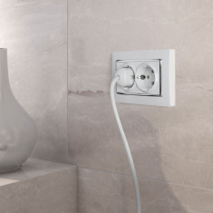 Рамка из поликарбоната для двойной розетки Snabb белый/хром W0081901 &mdash; Multielectrika