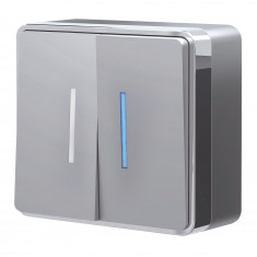 Выключатель двухклавишный с подсветкой Gallant серебряный W5020106 &mdash; Multielectrika