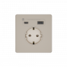 Systeme Infinity, Розетка 2К+З и зарядным устройствомUSB А+С 20Вт (250В, 16А, защитные шторки), FSE000532, Песчаный берег