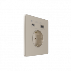 Systeme Infinity, Розетка 2К+З и зарядным устройствомUSB А+С 20Вт (250В, 16А, защитные шторки), FSE000532, Песчаный берег &mdash; Multielectrika