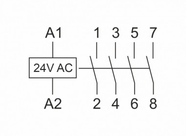 Контактор модульный (Ампер-63 / Волт-24 АС / Контакт-4NO) ST63-40/24 — Multielectrika