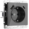 Розетка с заземлением, шторками и USB тип A+C (графит акрил) W1171744 фото 1 &mdash; Multielectrika