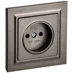 Розетка без заземления без защитных шторок 10А в сб. IEK Brite РСР10-1-0-БрТБ темная бронза &mdash; Multielectrika