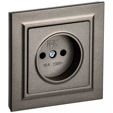Розетка без заземления без защитных шторок 10А в сб. IEK Brite РСР10-1-0-БрТБ темная бронза — Multielectrika