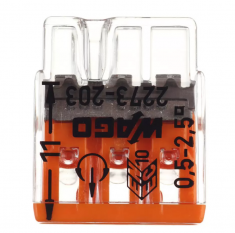 Клемма на 3 провода Wago 2273-203 0,5-2,5 кв. мм самозажимная без пасты (100 шт.) &mdash; Multielectrika