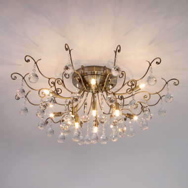 Потолочная люстра с хрусталем 10042/12 античная бронза — Multielectrika