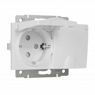 Розетка двойная влагозащ. с зазем. с защит. крышками и шторками (белый) W1172201 &mdash; Multielectrika