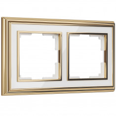 Рамка на 2 поста (золото/белый) W0021329 &mdash; Multielectrika