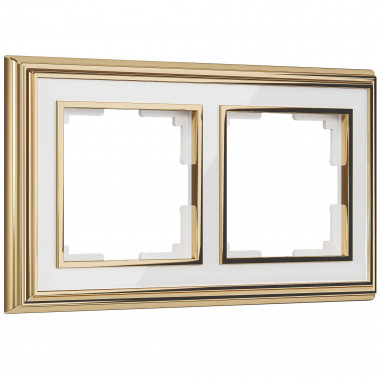 Рамка на 2 поста (золото/белый) W0021329 — Multielectrika