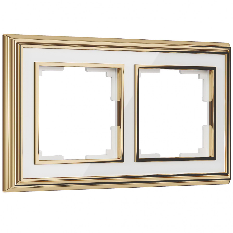 Рамка на 2 поста (золото/белый) W0021329 фото 1 — Multielectrika
