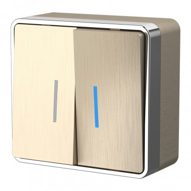 Выключатель двухклавишный с подсветкой Gallant шампань рифленый W5020110 — Multielectrika