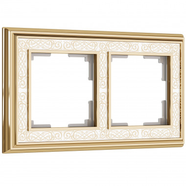 Рамка на 2 поста (золото/белый) W0021429 — Multielectrika