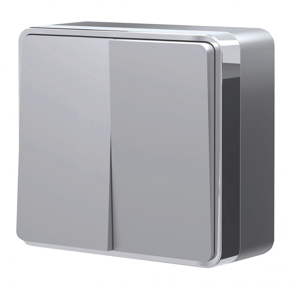 Выключатель двухклавишный Gallant серебряный W5020006 фото 1 &mdash; Multielectrika