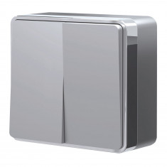 Выключатель двухклавишный Gallant серебряный W5020006 &mdash; Multielectrika