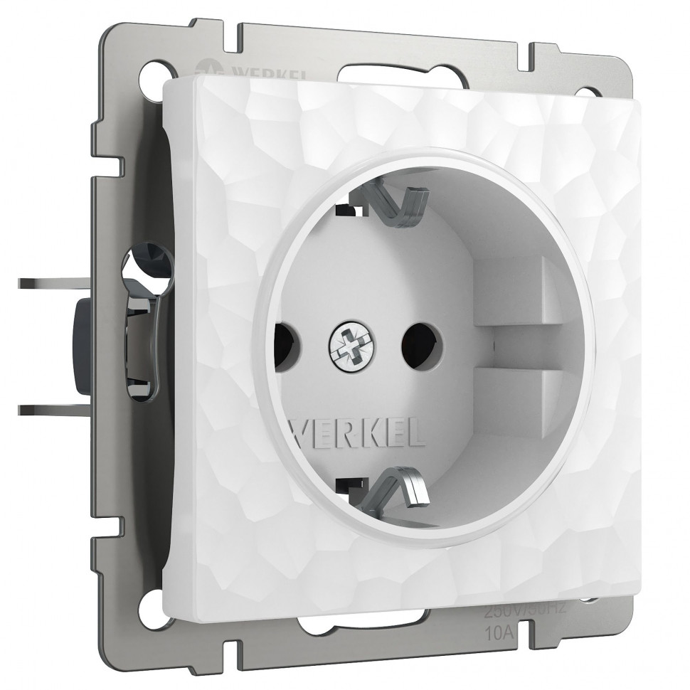 Розетка с заземлением (Hammer белый) W1271001 фото 1 &mdash; Multielectrika