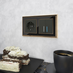 Рамка на 2 поста (золото/черный) WL17-Frame-02 &mdash; Multielectrika