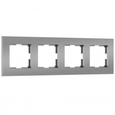 Рамка из поликарбоната на 4 поста Slab серебро софт W0042965 &mdash; Multielectrika