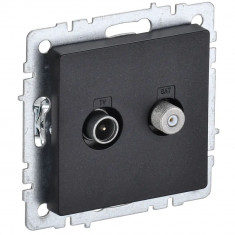 Розетка двойная TV+SAT IEK Brite РТВ/РСп12-БрЧ черная &mdash; Multielectrika