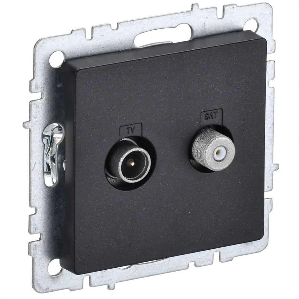 Розетка двойная TV+SAT IEK Brite РТВ/РСп12-БрЧ черная фото 1 — Multielectrika