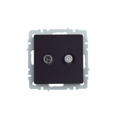 Розетка двойная TV+SAT IEK Brite РТВ/РСп12-БрЧ черная &mdash; Multielectrika