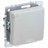 Розетка с заземлением с защитными шторками и крышкой 16А IP20 IEK Brite РСбш10-3-БрЖ жемчуг
