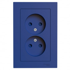 Розетка двойная Systeme Electric AtlasDesign со шторками, без заземления, в сборе, 16А, аквамарин &mdash; Multielectrika