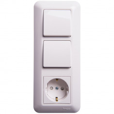 Розеточный блок Systeme Electric Blanca розетка + 2 одноклавишных выключателя, белый 16А (блистер, ПРИМА) &mdash; Multielectrika