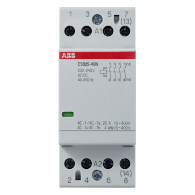 Контактор ESB25-40N-06 модульный (25А АС-1, 4НО), катушка 230В AC/DC 1SAE231111R0640 — Multielectrika