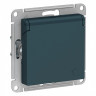 Розетка силовая Schneider Electric Atlas Design со шторками и крышкой, изумруд