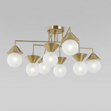 Умная потолочная люстра со стеклянными фактурными плафонами 302002/8 латунь Smart — Multielectrika